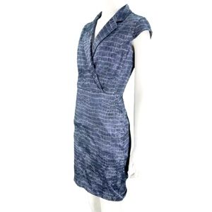 Max Mara Nichols Croc Print Wrap Dress Blue SZ 12